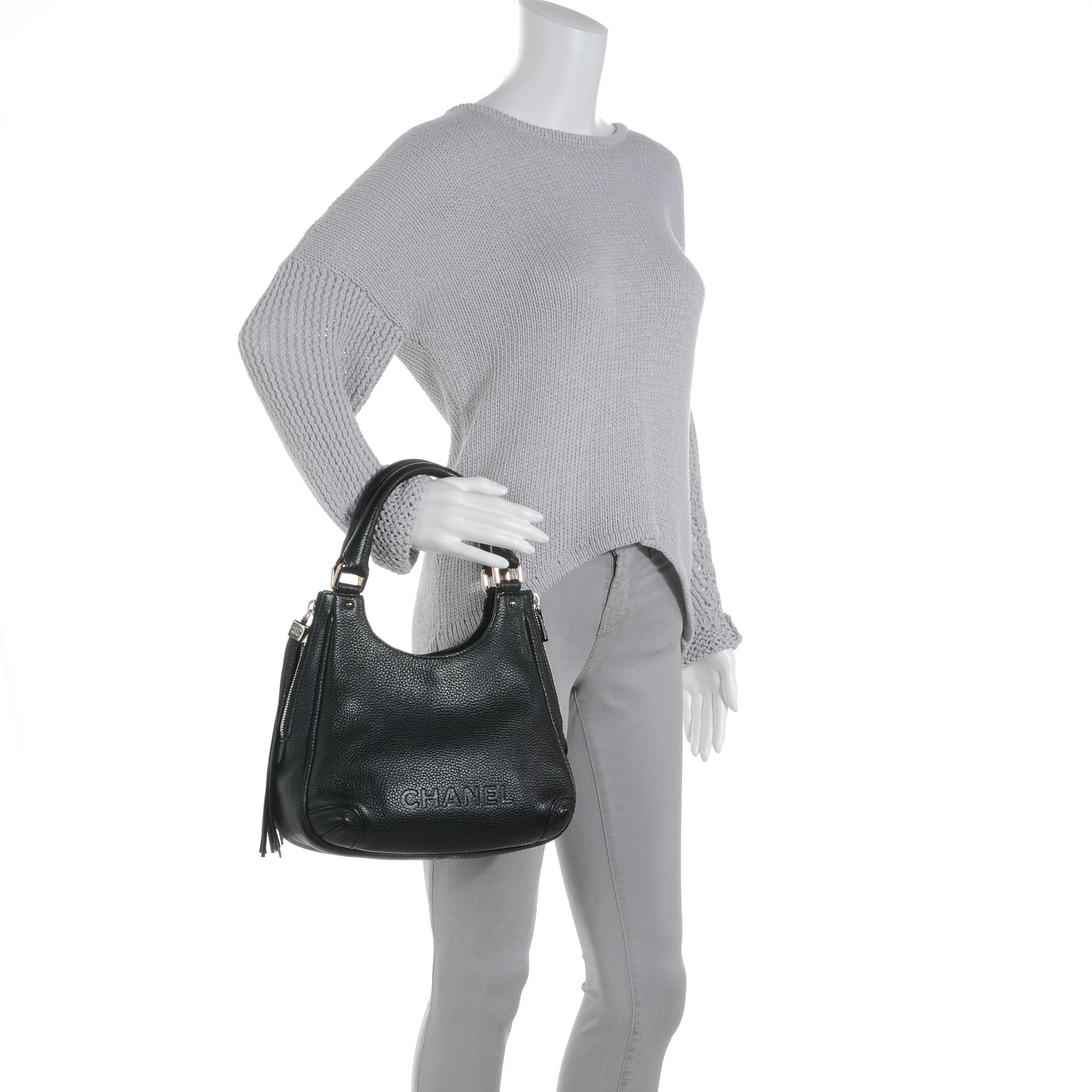Chanel Leather Tassel Hobo Black 2 of 7