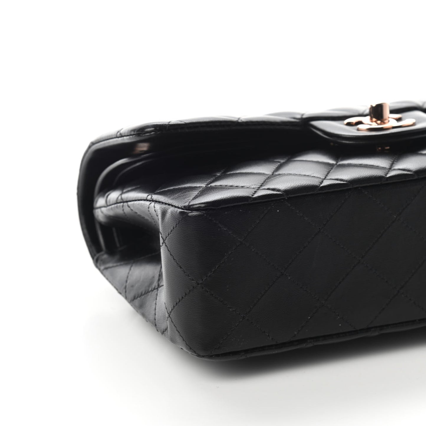 Lambskin Quilted Small Double Flap Black