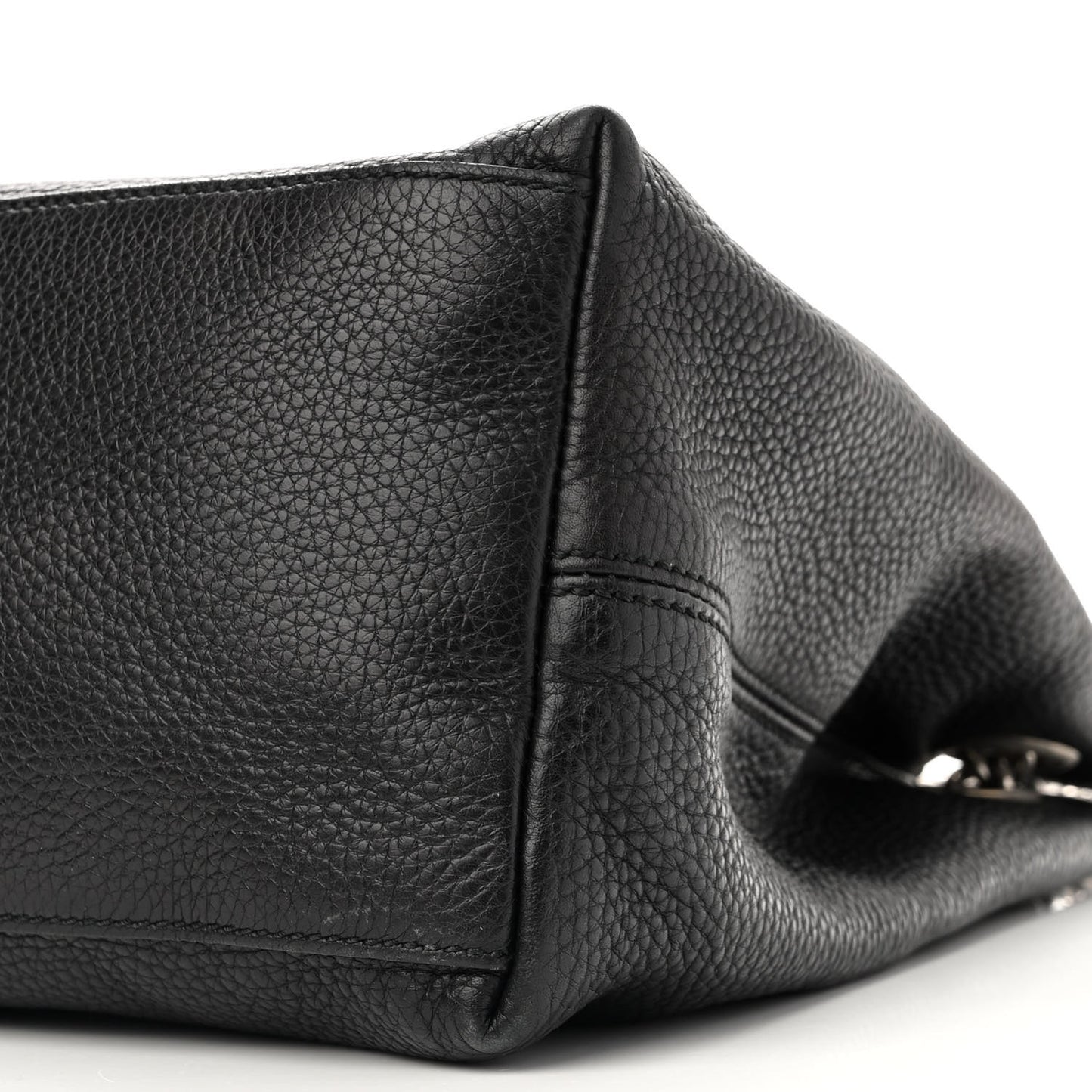 Pebbled Calfskin Studded Medium Soho Chain Shoulder Bag Black