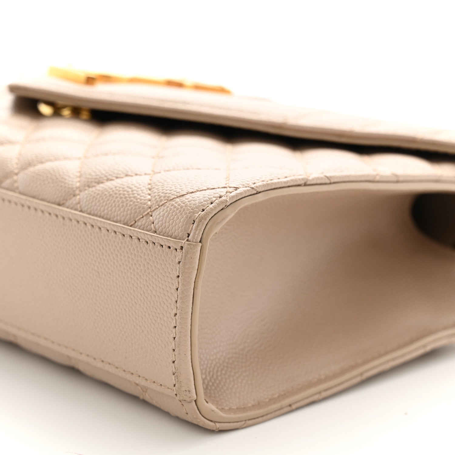 Saint Laurent Grain De Poudre Textured Mixed Matelasse Medium Triquilt Monogram Satchel Dark Beige 10 of 10