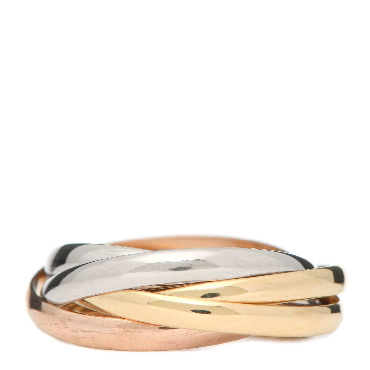 Cartier 18K Pink Yellow White Gold Five Band Les Must De Cartier Trinity Ring 60 9 3 of 5