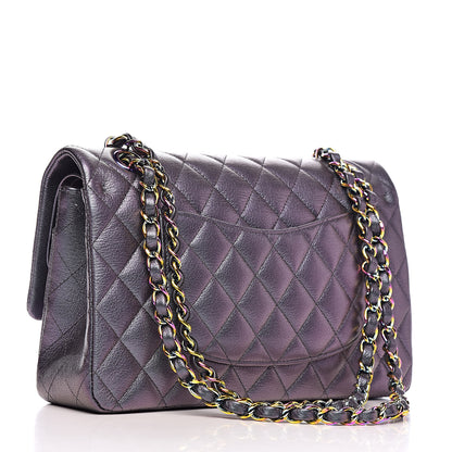 Chanel Iridescent Goatskin Quilted Medium Double Flap Purple 3 of 13
