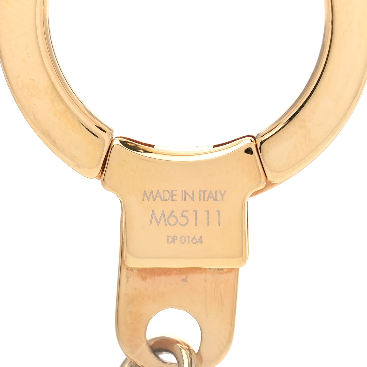 Brass Enamel Fleur De Monogram Bag Charm Chain Gold