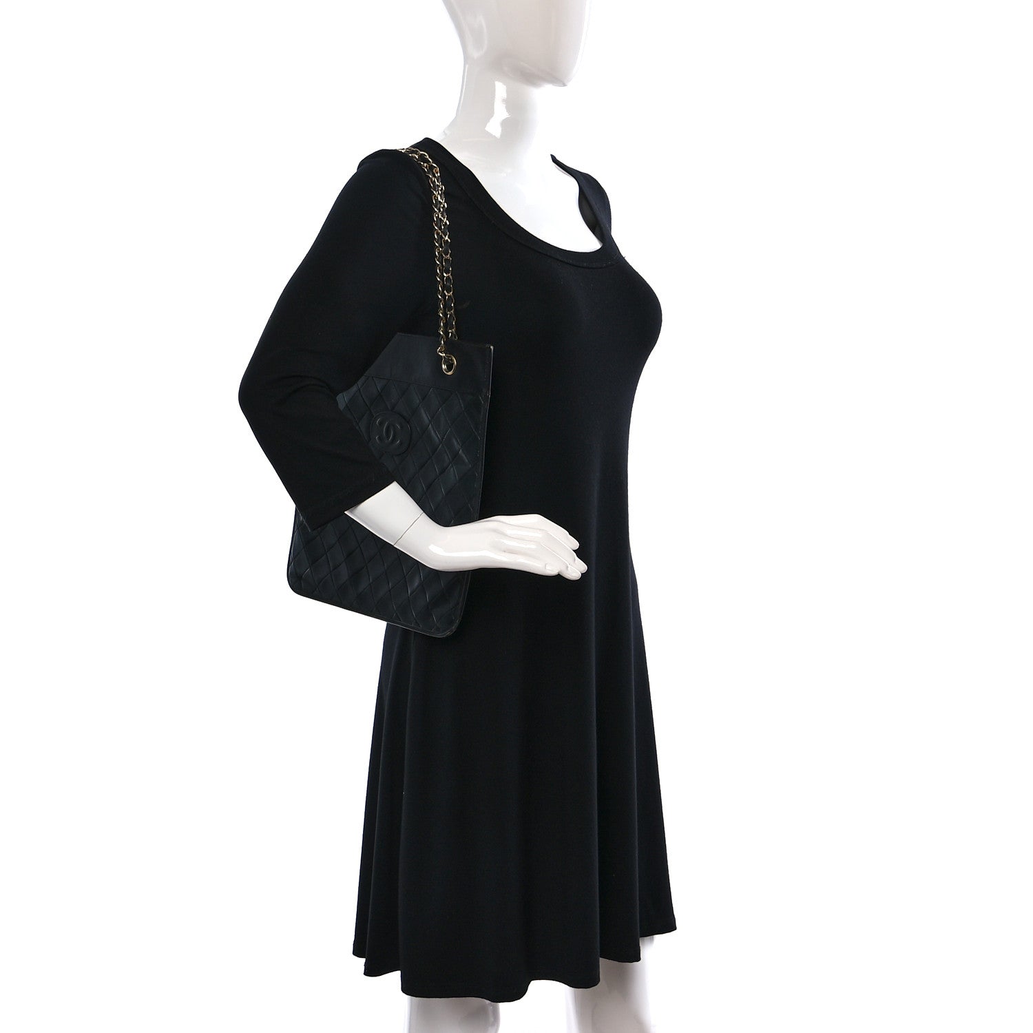 Chanel Lambskin Quilted Flat Tote Black 2 of 12