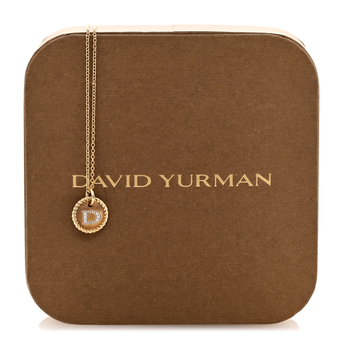 18K Yellow Gold Diamond Initial D Charm Necklace