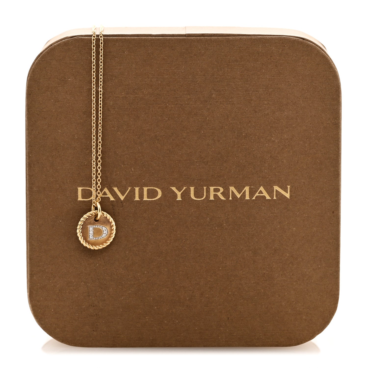 David Yurman 18K Yellow Gold Diamond Initial D Charm Necklace 7 of 7