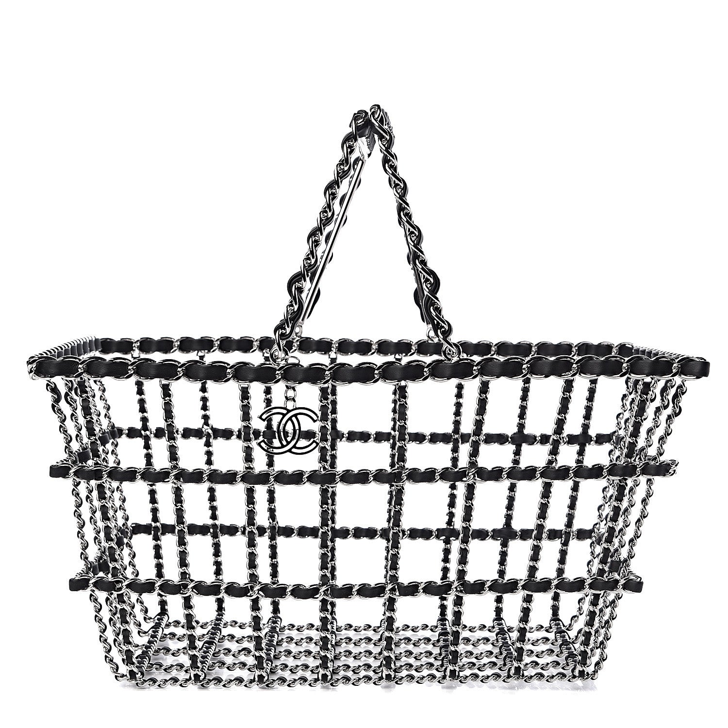 Chanel Brass Calfskin Grocery By Shopping Basket Silver 1 of 6