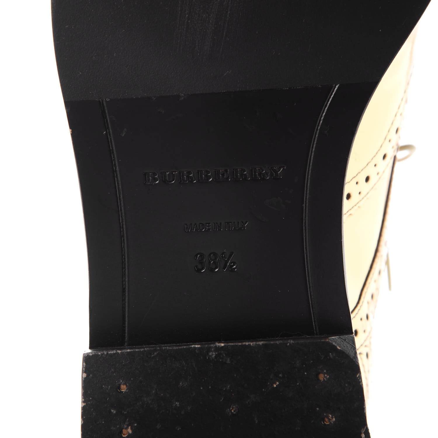Burberry Metallic Calfskin Gennie Zig Lace Up Oxfords 38.5 Antique Gold 8 of 11