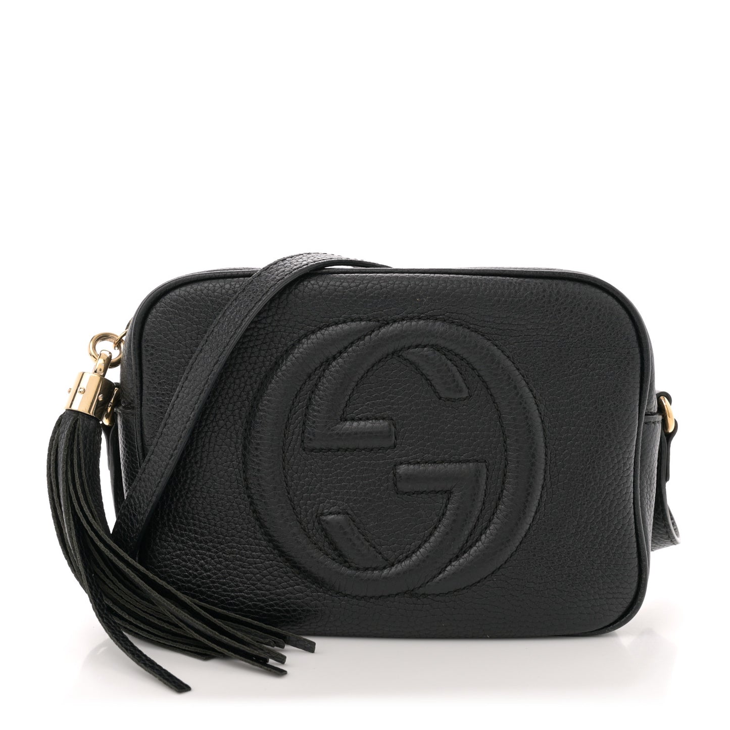 Pebbled Calfskin Small Soho Disco Bag Black