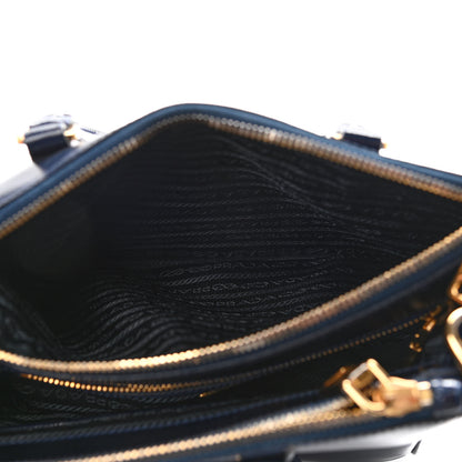 Prada Saffiano Vernice Mini Galleria Double Zip Tote Baltico 8 of 17