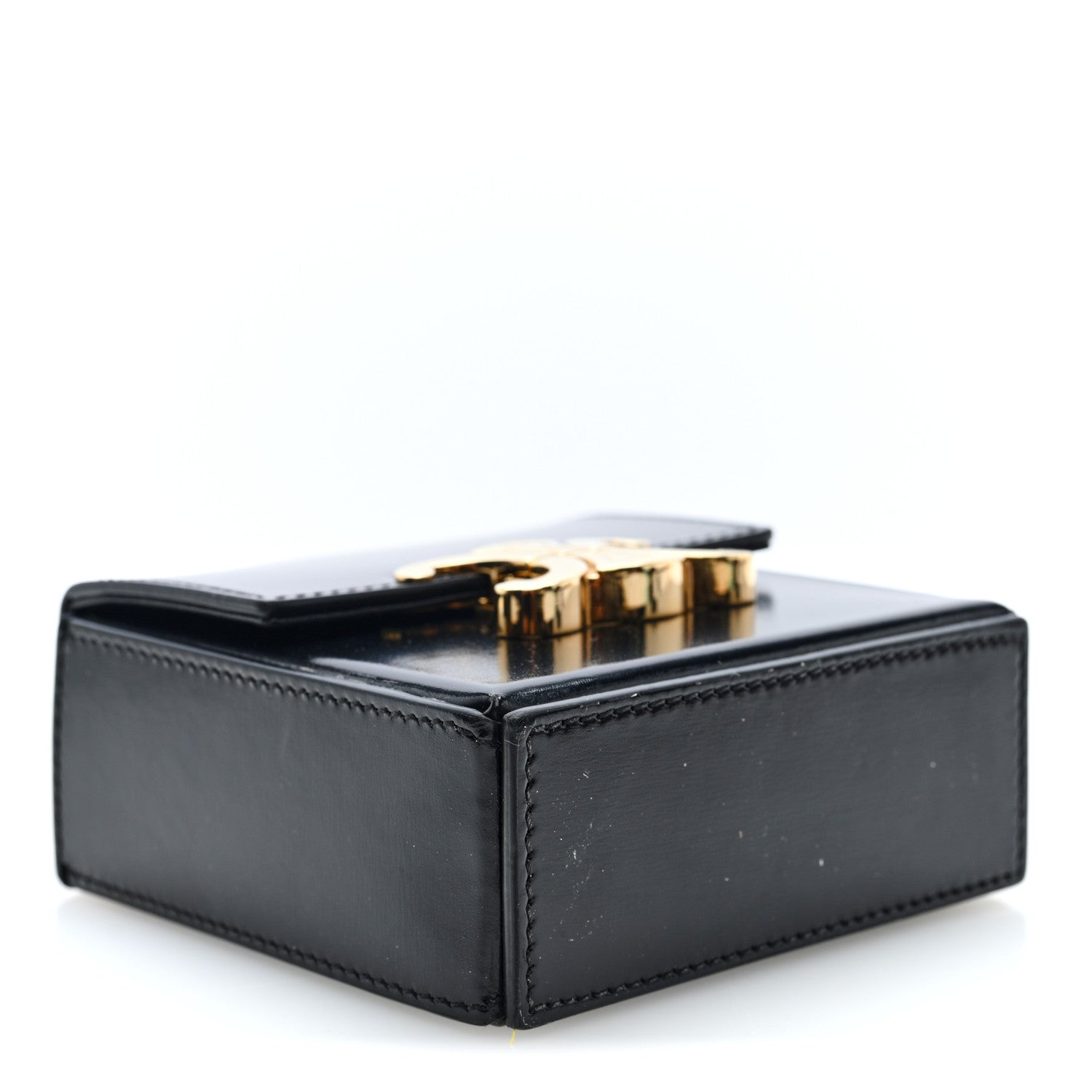 Celine Shiny Calfskin Triomphe Mini Chain Box Bag Black 4 of 9