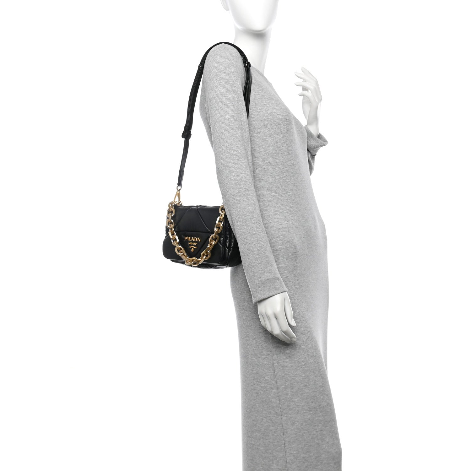 Prada Nappa Metal Quilted Small Patchwork System Flap Bag Black 2 of 11