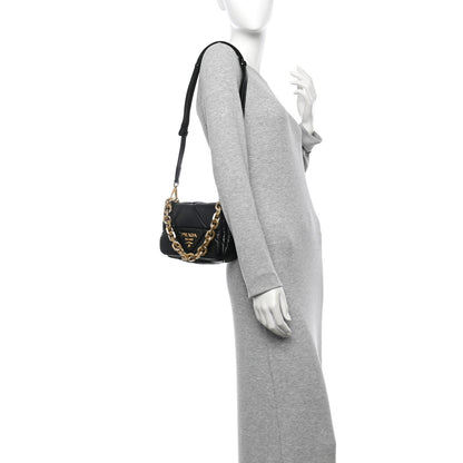 Prada Nappa Metal Quilted Small Patchwork System Flap Bag Black 2 of 11