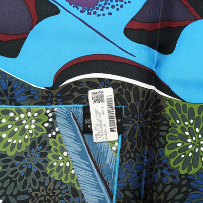 Hermes Silk L'Esprit de la Foret Scarf 90 Bleu Prune Vert 3 of 3