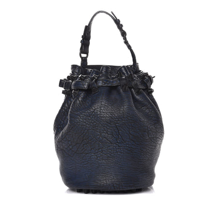 Alexander Wang Pebbled Lambskin Diego Bucket Navy 1 of 6