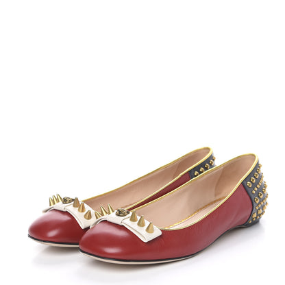 Gucci Calfskin Studded Lexi Ballerina Flats 38 Red 3 of 13
