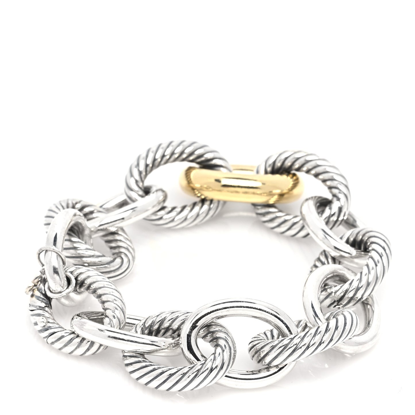 Sterling Silver 18K Yellow Gold 19mm Extra Large Oval Link Bracelet