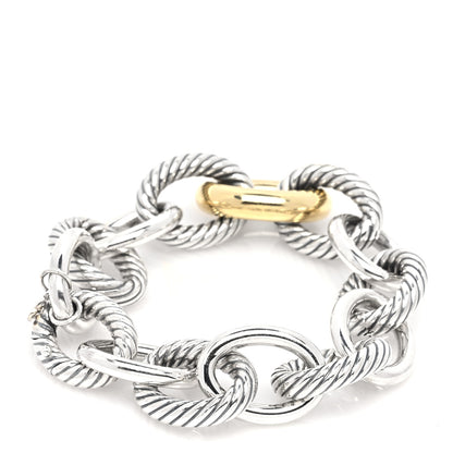 David Yurman Sterling Silver 18K Yellow Gold 19mm Extra Large Oval Link Bracelet 3 of 5