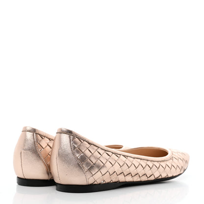 Bottega Veneta Metallic Grosgrain Intrecciato Flats 37 Rose Gold 4 of 7