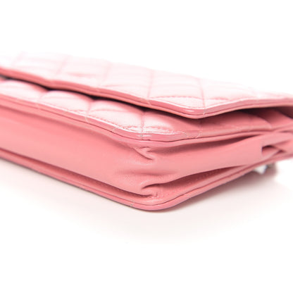 Chanel Lambskin Quilted Wallet On Chain WOC Pink 9 of 10