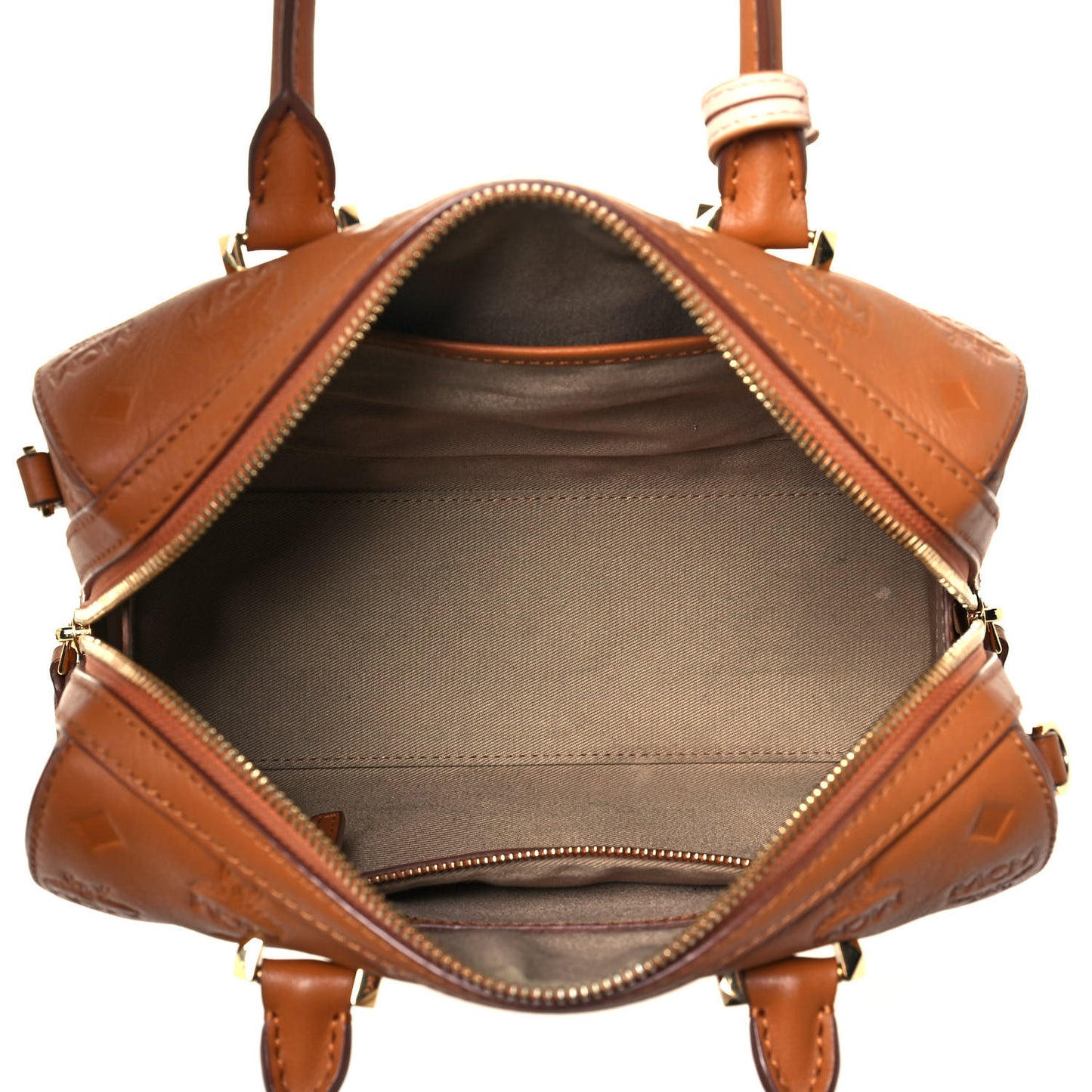 Calfskin Ottomar Monogram Essential Boston Bag Cognac
