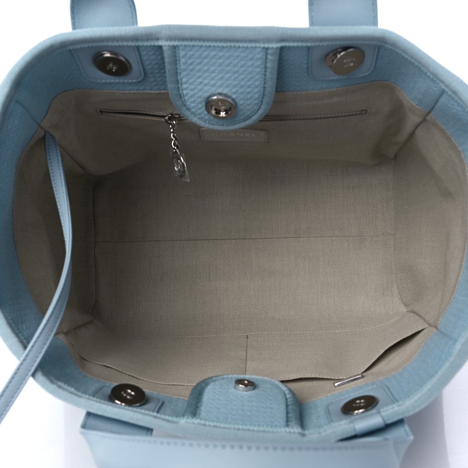 Chanel Mixed Fibers Small Deauville Tote Light Blue 6 of 10