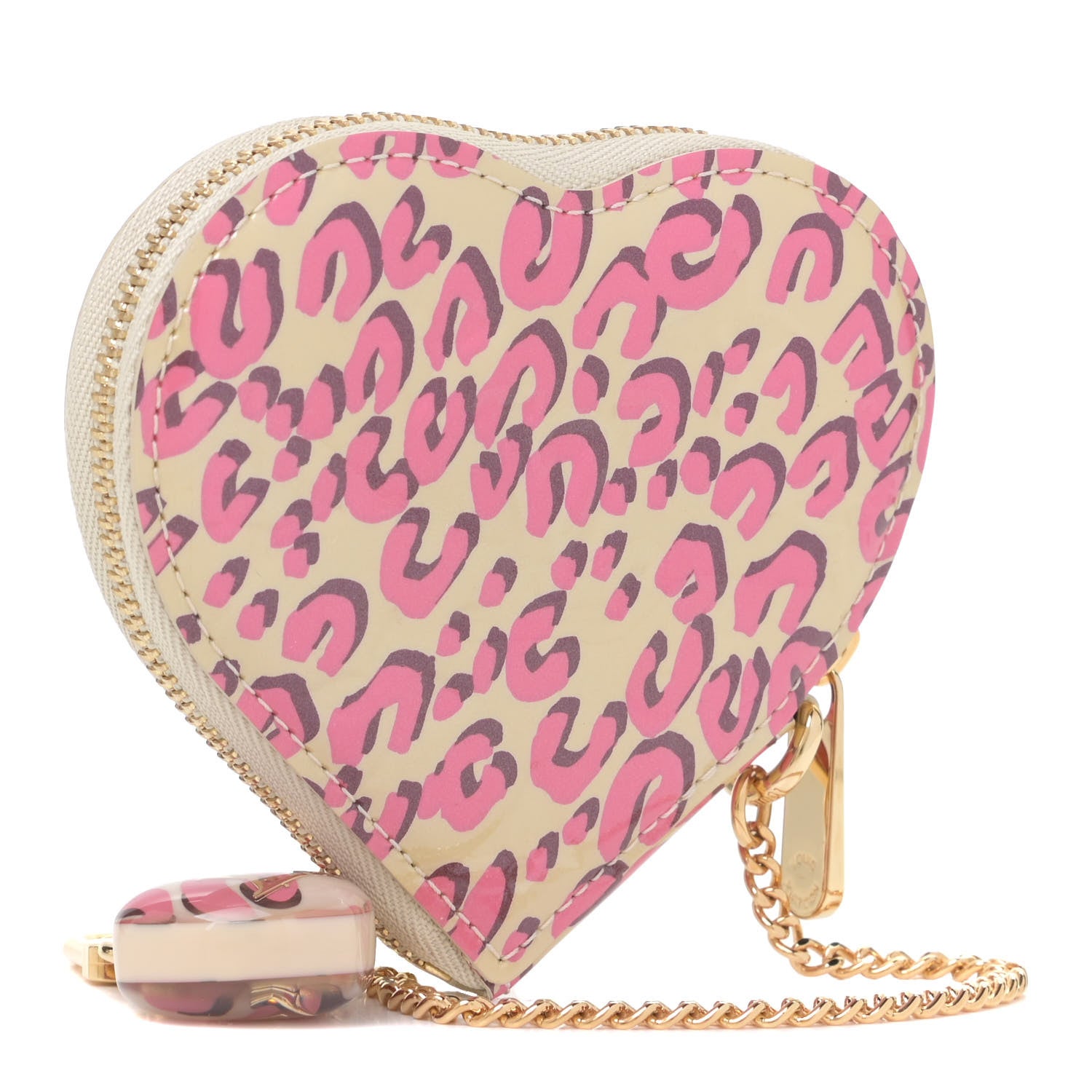 Louis Vuitton Vernis Leopard Coeur Heart Coin Purse Blanc Corail 2 of 4