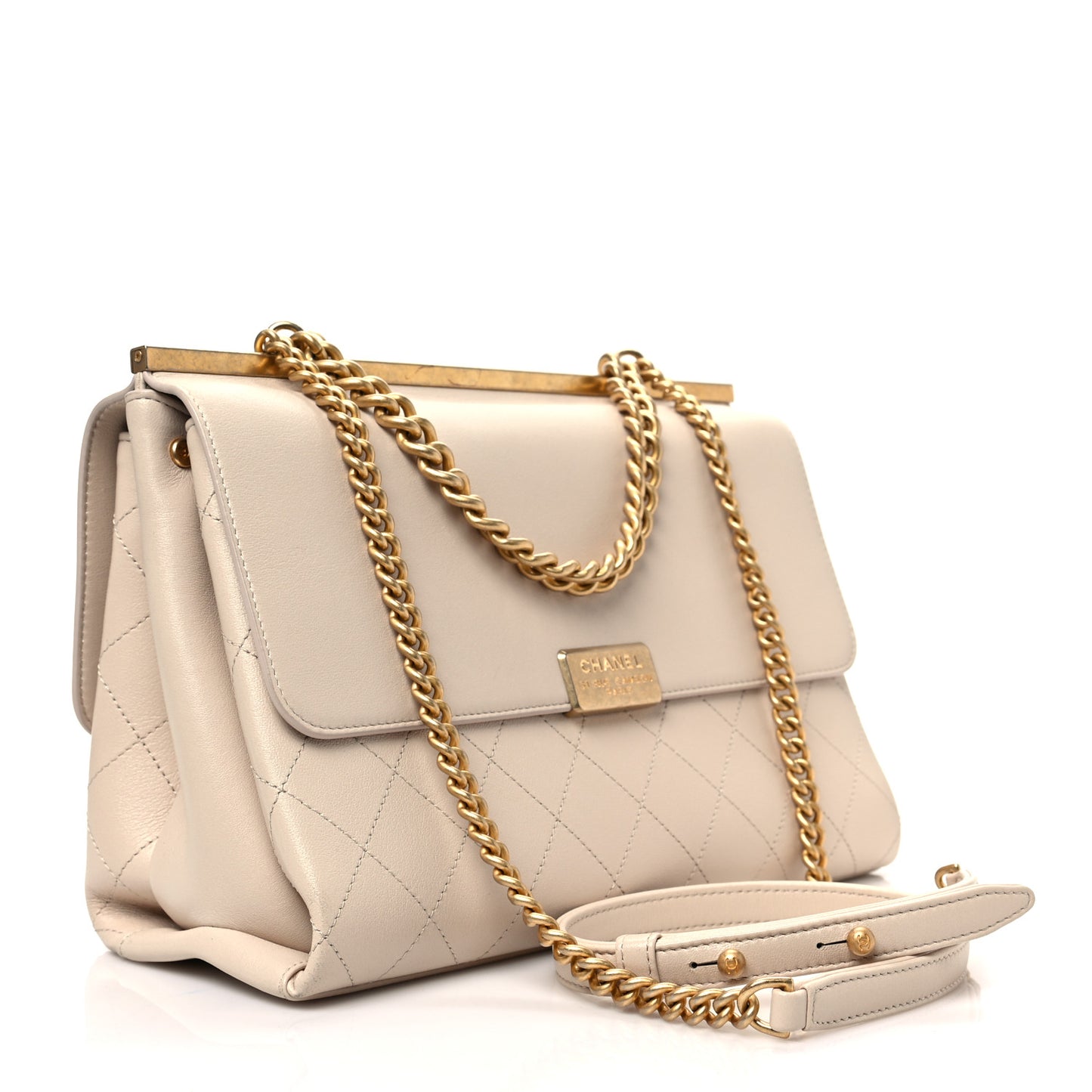 Lambskin Stitched Coco Luxe Small Flap Beige