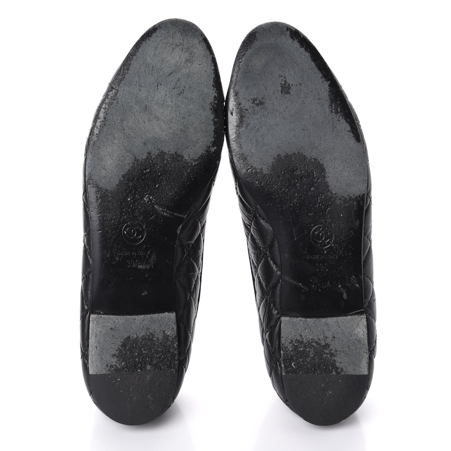Chanel Aged Calfskin Quilted CC Cap Toe Ballerina Flats 39 Black 5 of 11