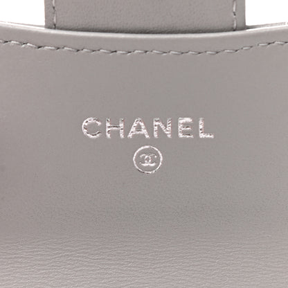 Chanel Lambskin Quilted Flap Card Holder Wallet Grey 6 of 9
