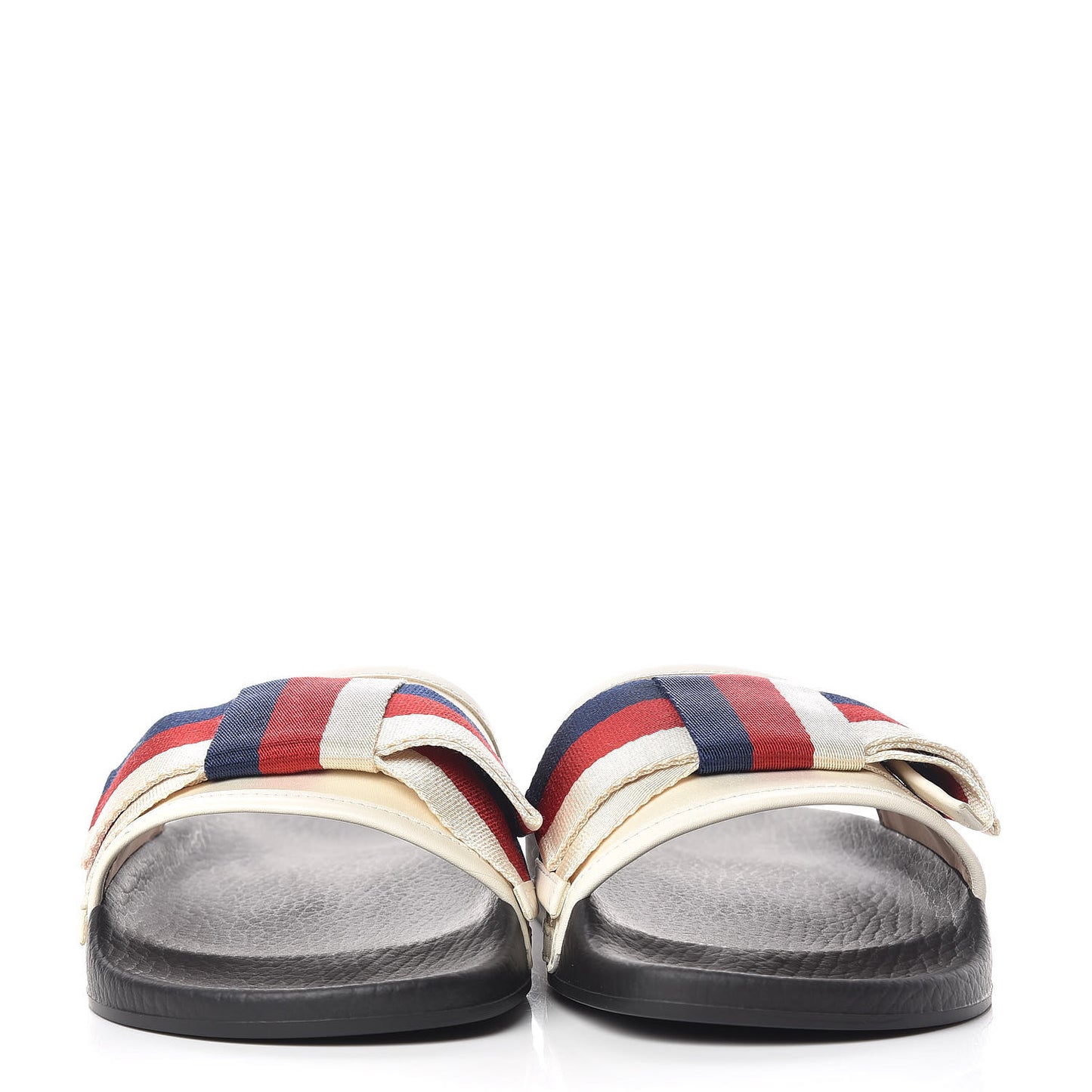 Satin Web Sylvie Bow Slide Sandals 38 White
