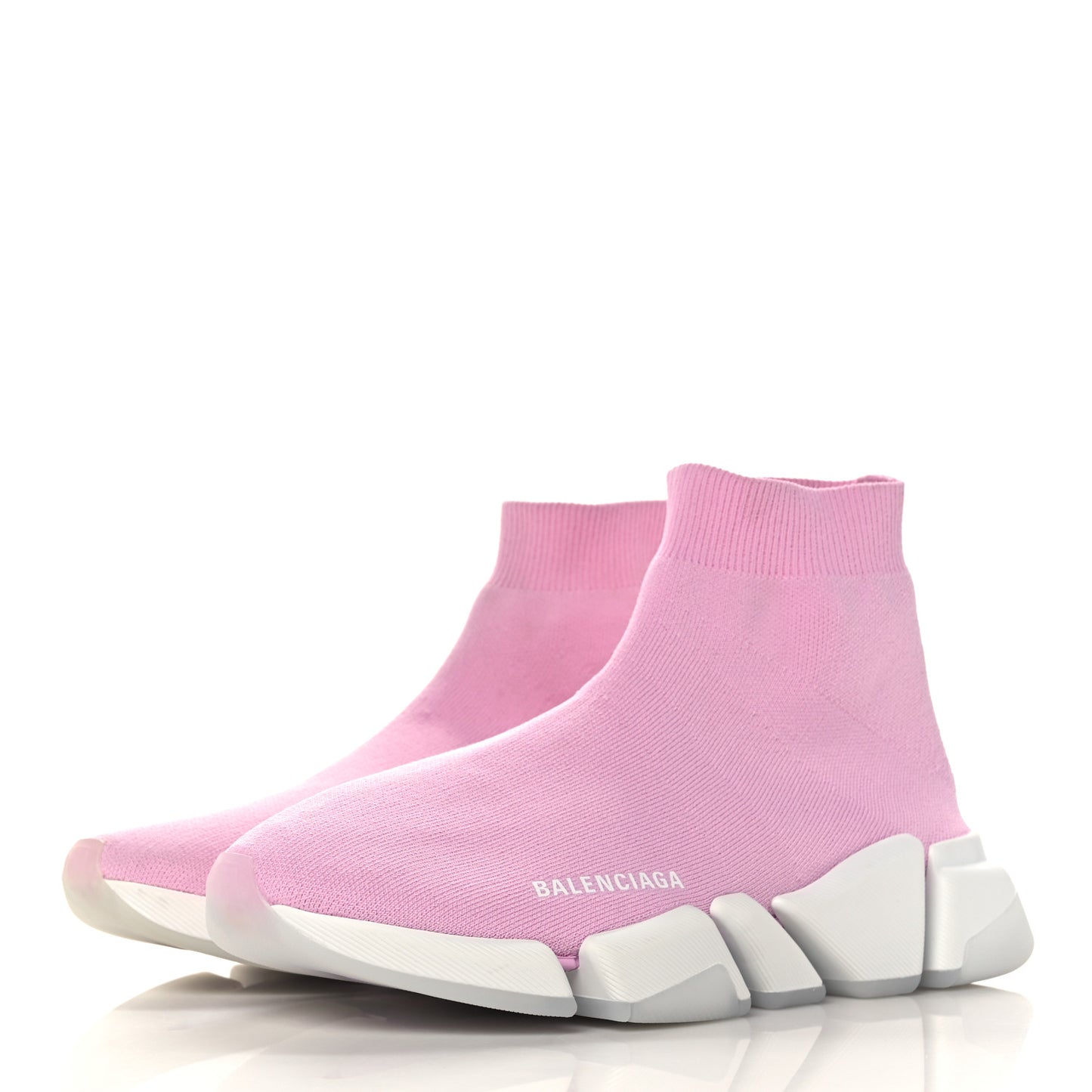 Technical 3D Recycled Knit Bi-Color Womens Speed 2.0 Transparent Sole Sneakers 40 Pink White