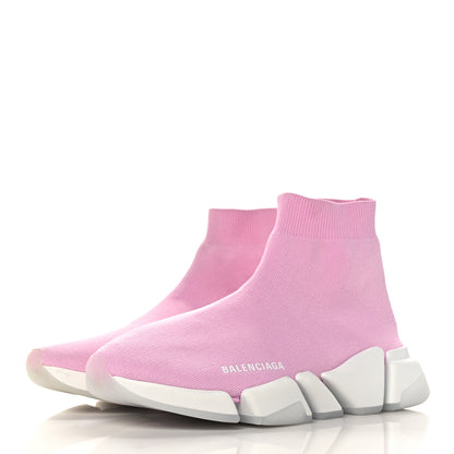 Balenciaga Technical 3D Recycled Knit Bi-Color Womens Speed 2.0 Transparent Sole Sneakers 40 Pink White 3 of 8
