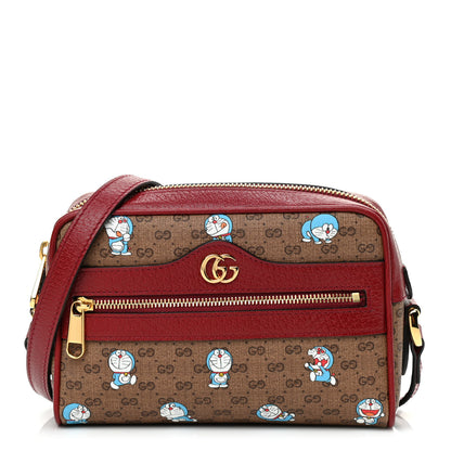 Gucci X DORAEMON Mini Vintage GG Supreme Monogram Camera Bag Beige Cherry Red 1 of 9