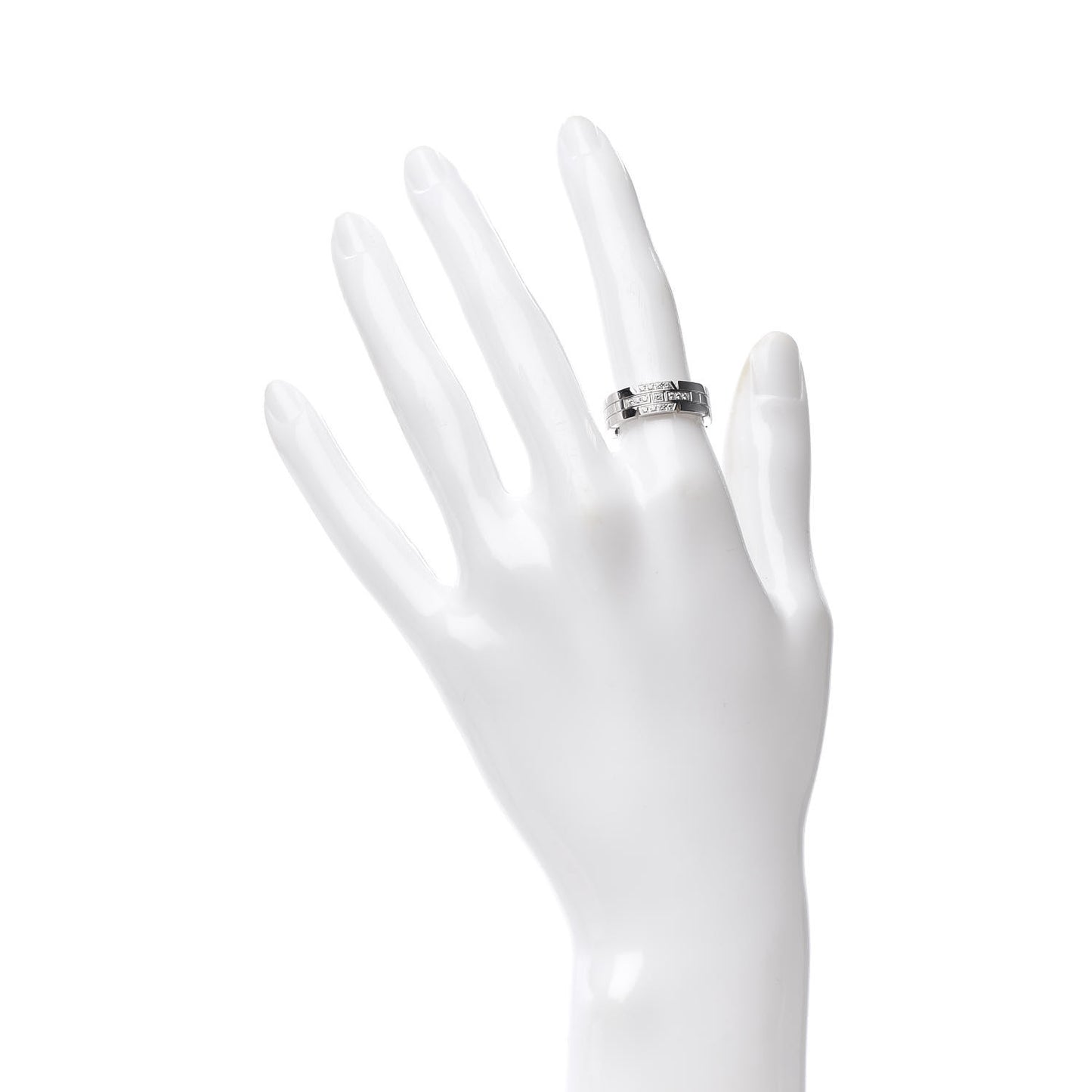 18K White Gold Diamond 6mm Tank Francaise Band Ring 52 6