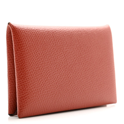 Hermes Epsom Calvi Card Case Rouge Venetian 3 of 8