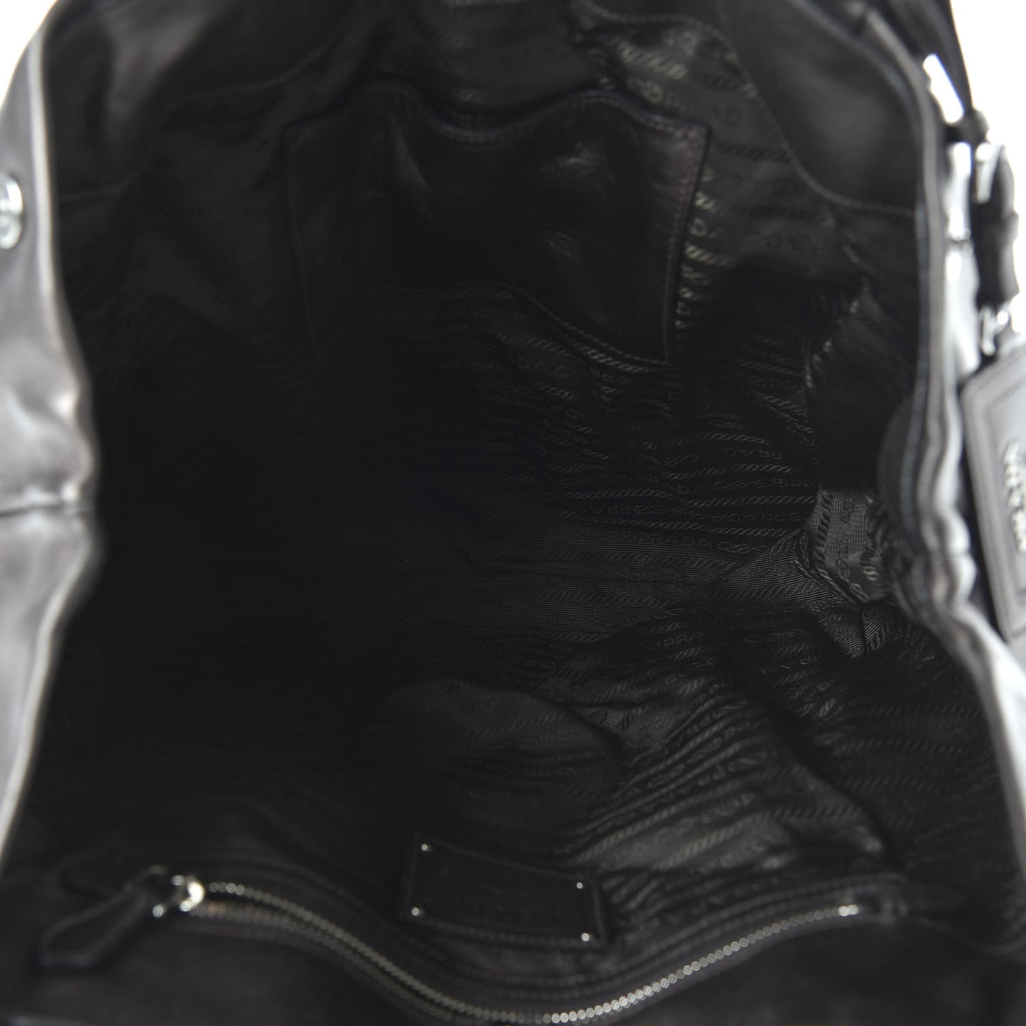 Metallic Nappa Ruffle Hobo Black