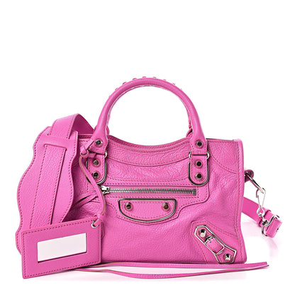 Balenciaga Chevre Silver Metallic Edge Hardware Mini City Rose Fluo 1 of 11