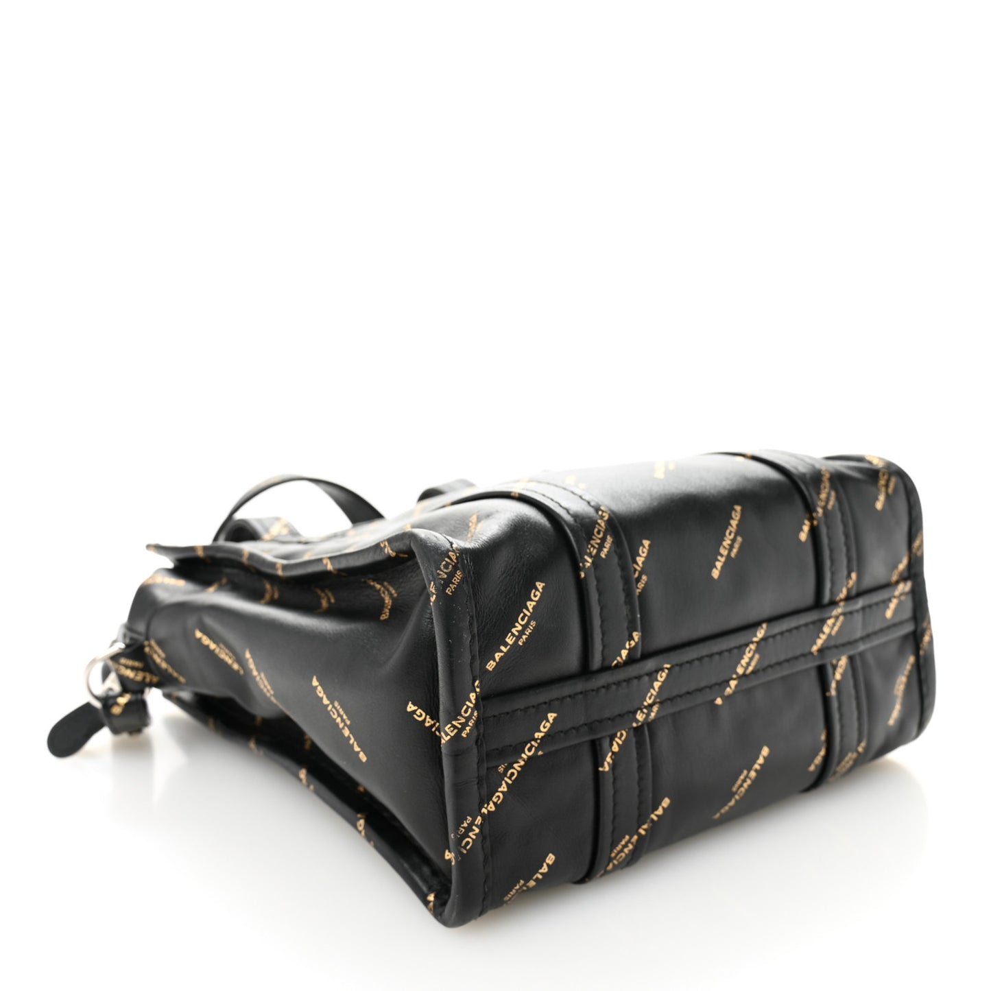 Calfskin Allover Logo XS Bazar Shopper Tote Black Gold