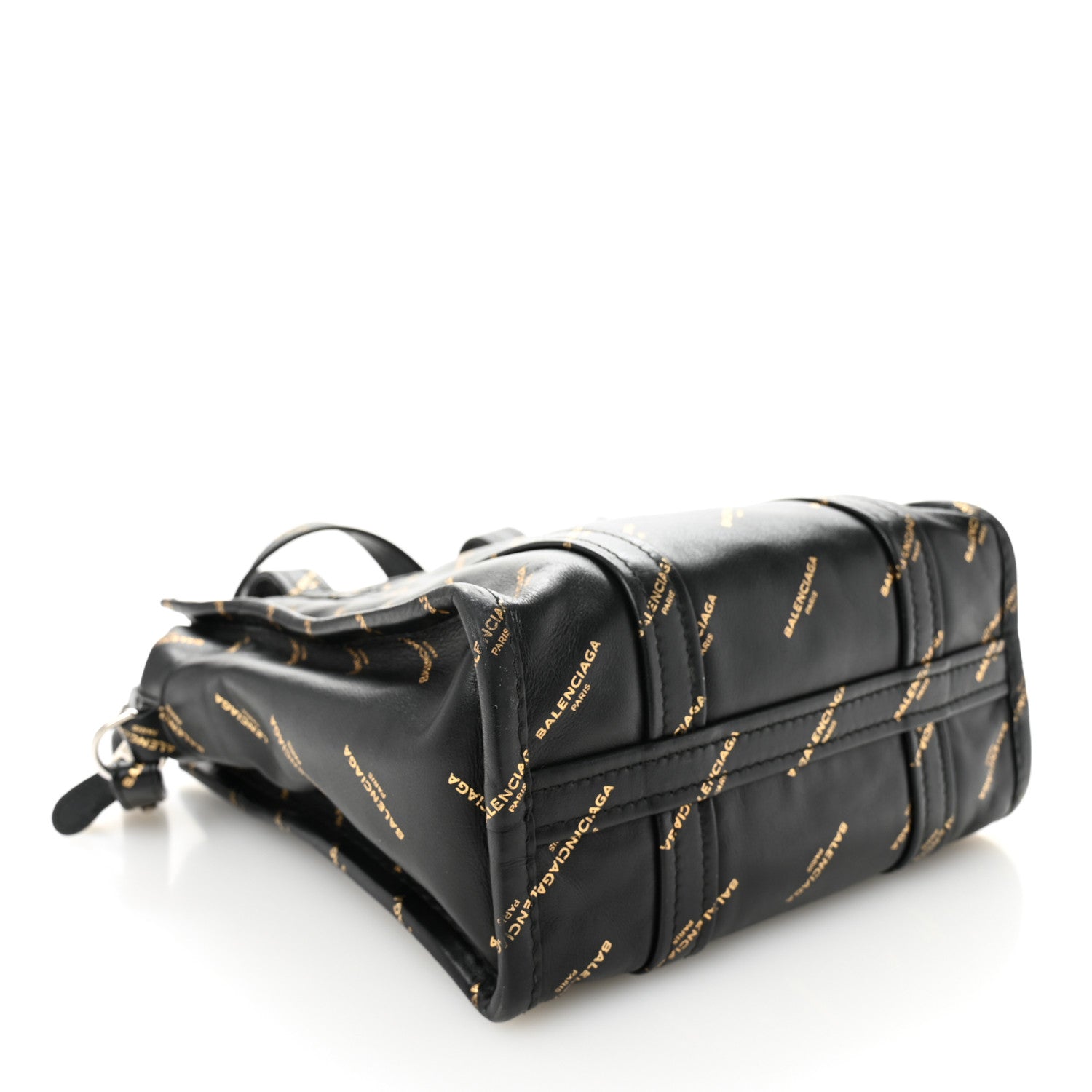 Balenciaga Calfskin Allover Logo XS Bazar Shopper Tote Black Gold 4 of 12