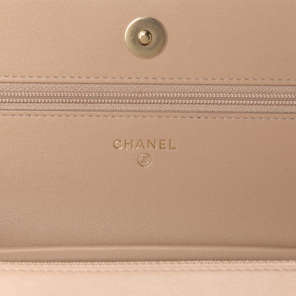 Chanel Caviar Quilted CC Filigree Wallet On Chain WOC Beige Black 8 of 12