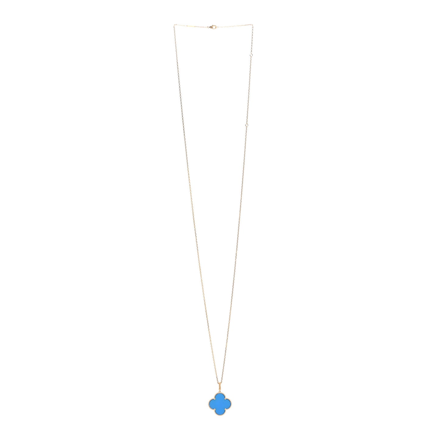 18K Yellow Gold Blue Agate Magic Alhambra Long Necklace
