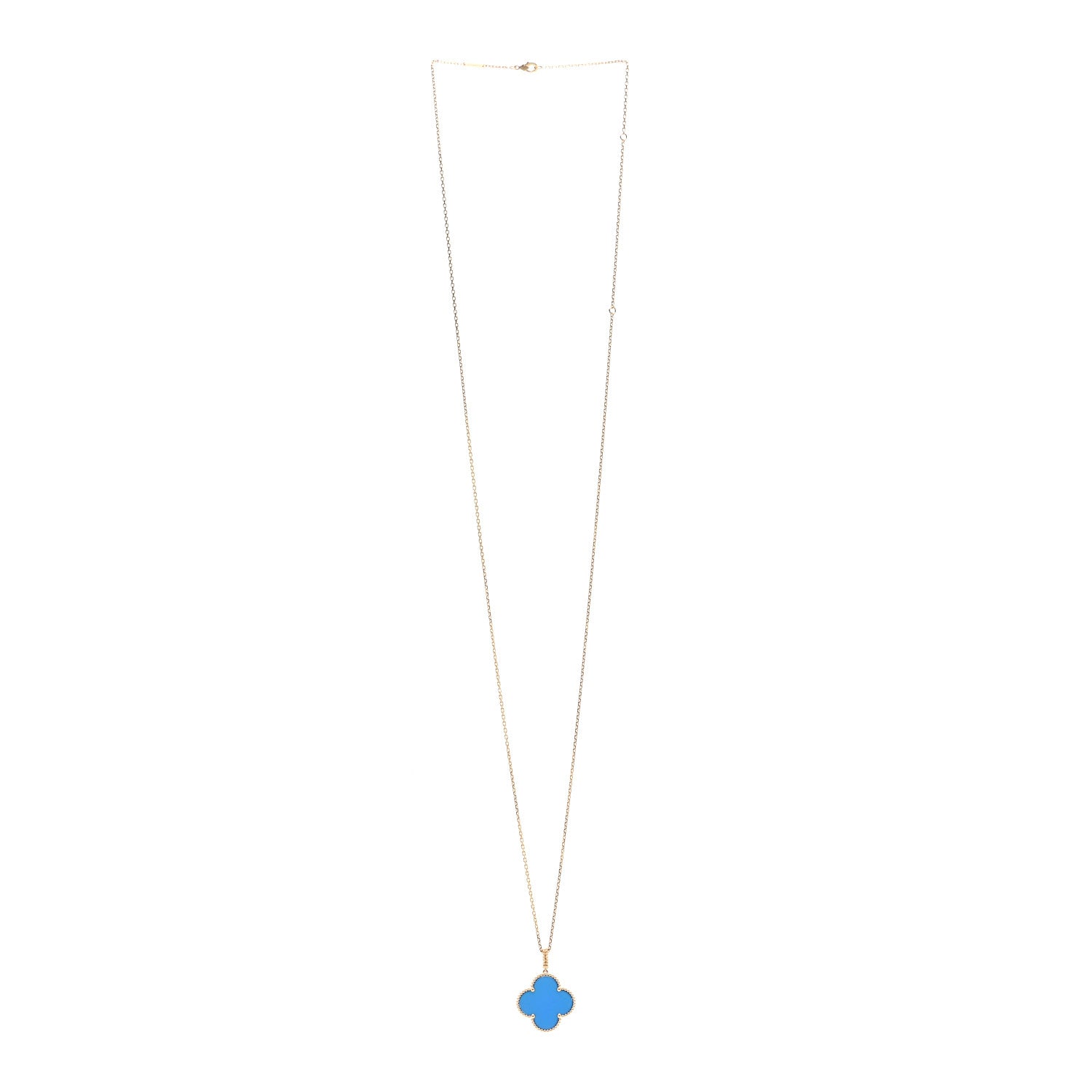 Van Cleef & Arpels 18K Yellow Gold Blue Agate Magic Alhambra Long Necklace 3 of 5