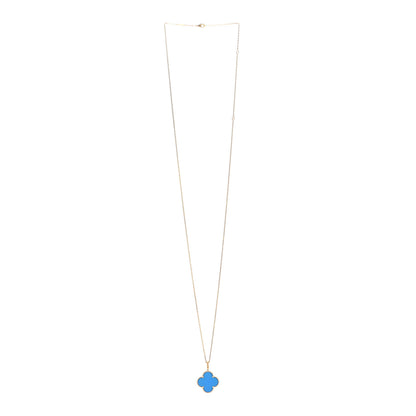 Van Cleef & Arpels 18K Yellow Gold Blue Agate Magic Alhambra Long Necklace 3 of 5