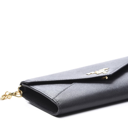 Prada Saffiano Envelope Wristlet Crossbody Wallet Black 5 of 8