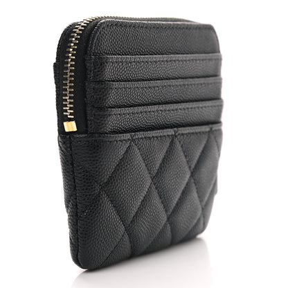 Chanel Caviar Quilted Zip Card Holder Wallet Black 3 of 8