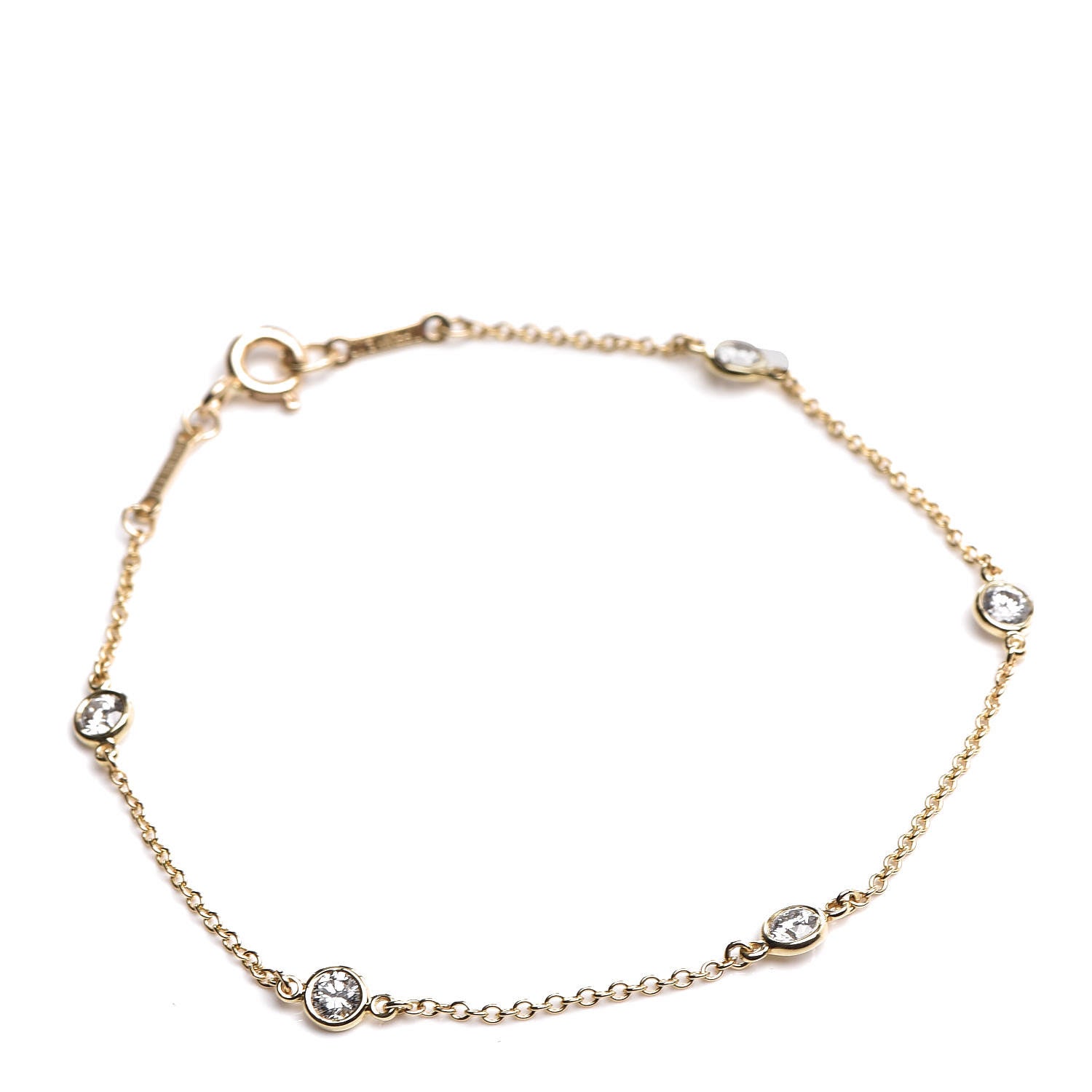 Tiffany 18K Yellow Gold Diamond .40ctw Elsa Peretti Diamonds by the Yard Station Bracelet 1 of 8