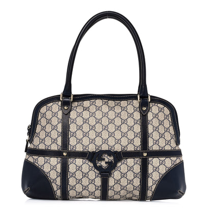 Gucci Monogram GG Reins Zip Up Tote Bag Gray Navy 1 of 10