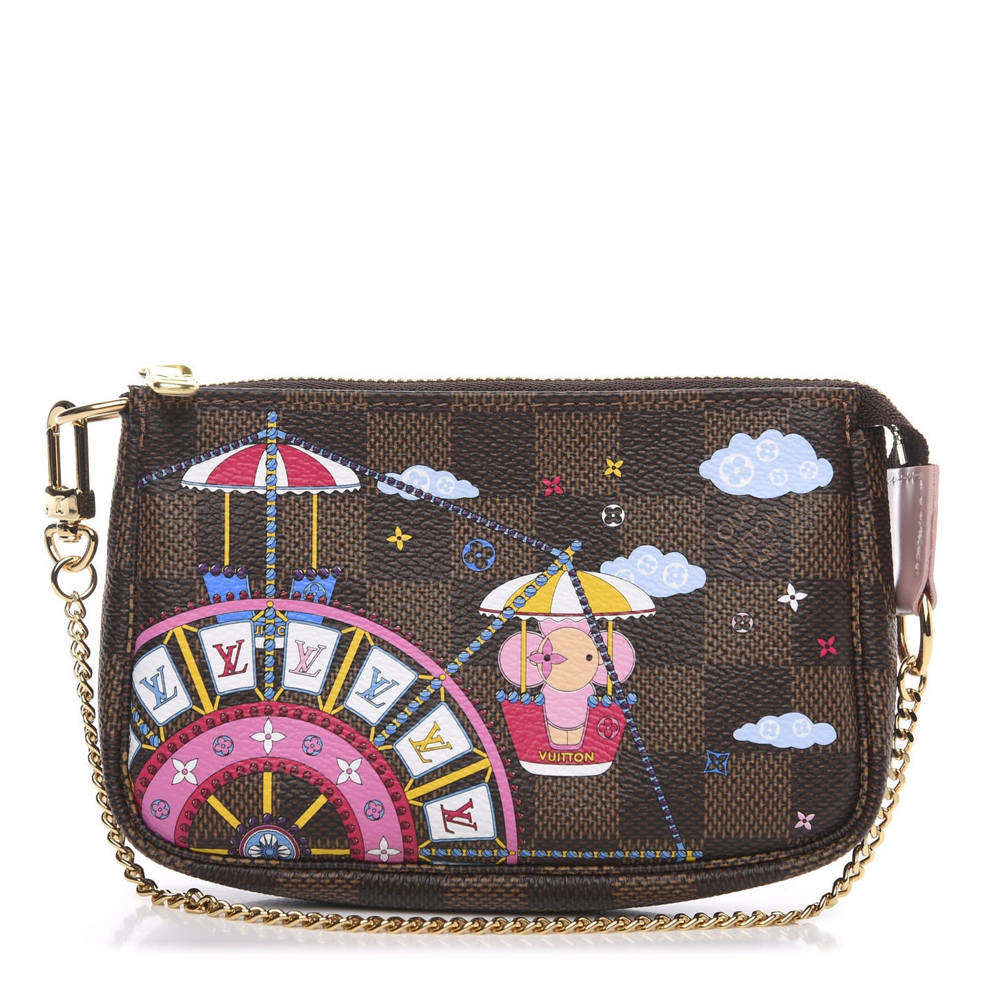 Damier Ebene 2020 Christmas Animation Big Wheel Mini Pochette Accessories Rose Ballerine