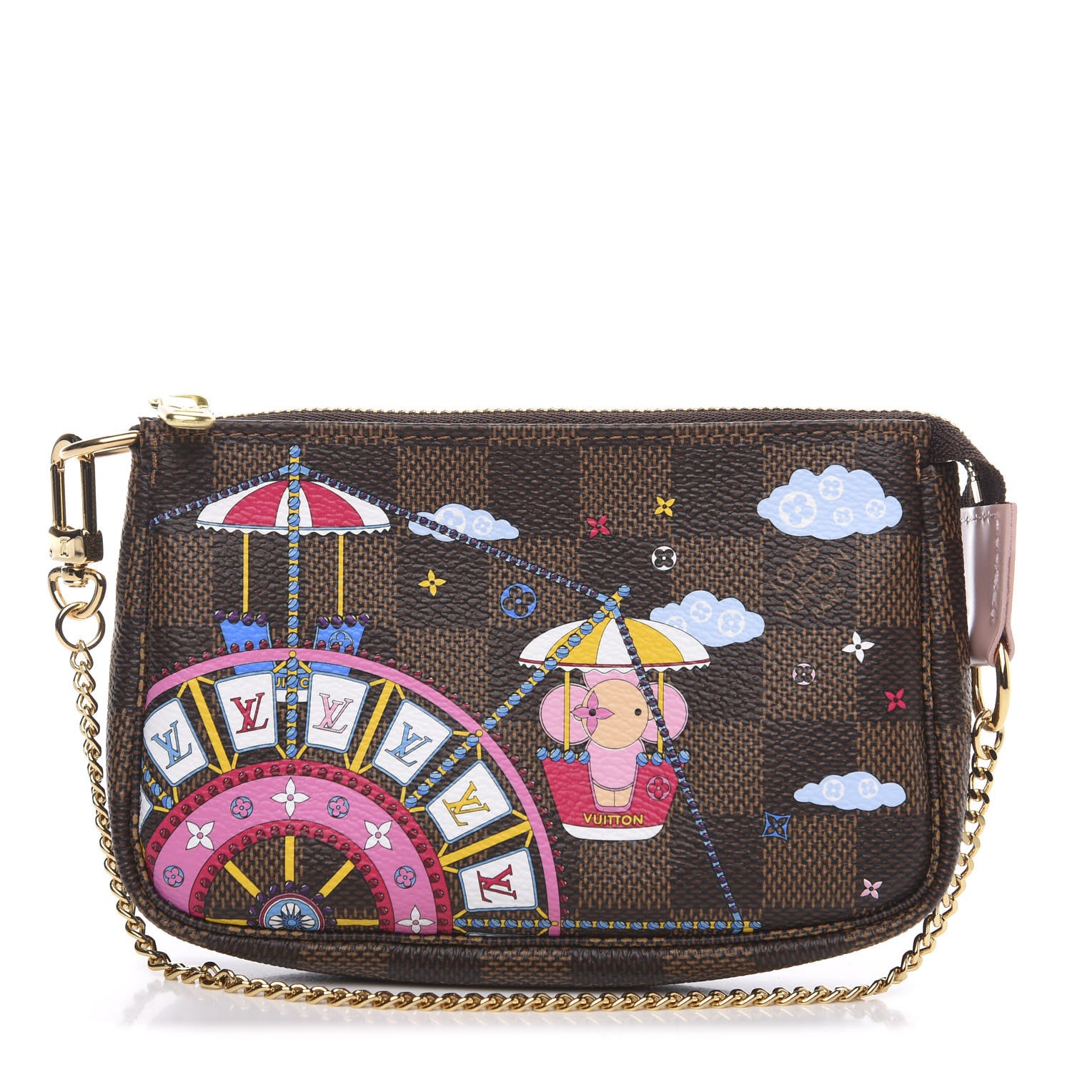 Louis Vuitton Damier Ebene 2020 Christmas Animation Big Wheel Mini Pochette Accessories Rose Ballerine 1 of 7